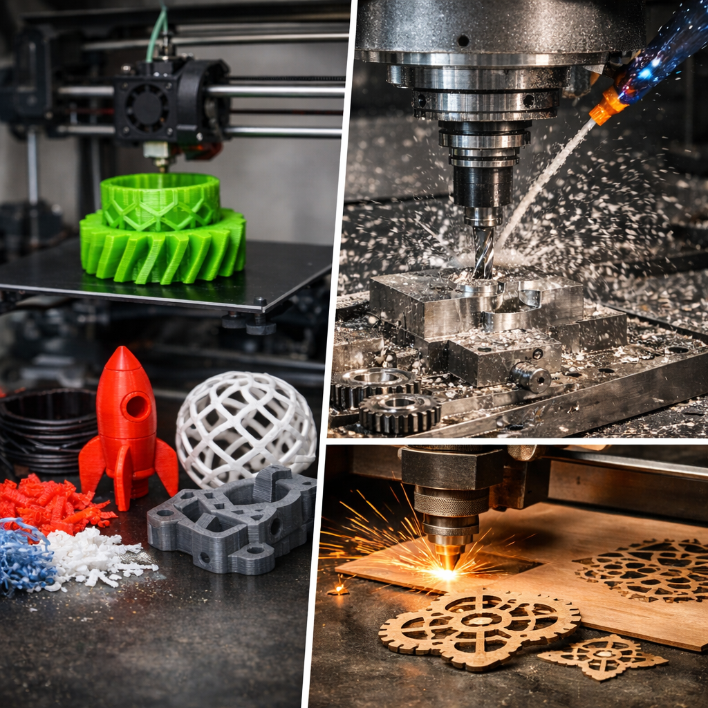 3D Baskı, CNC ve Lazer Kesim Arasındaki Fark Nedir?